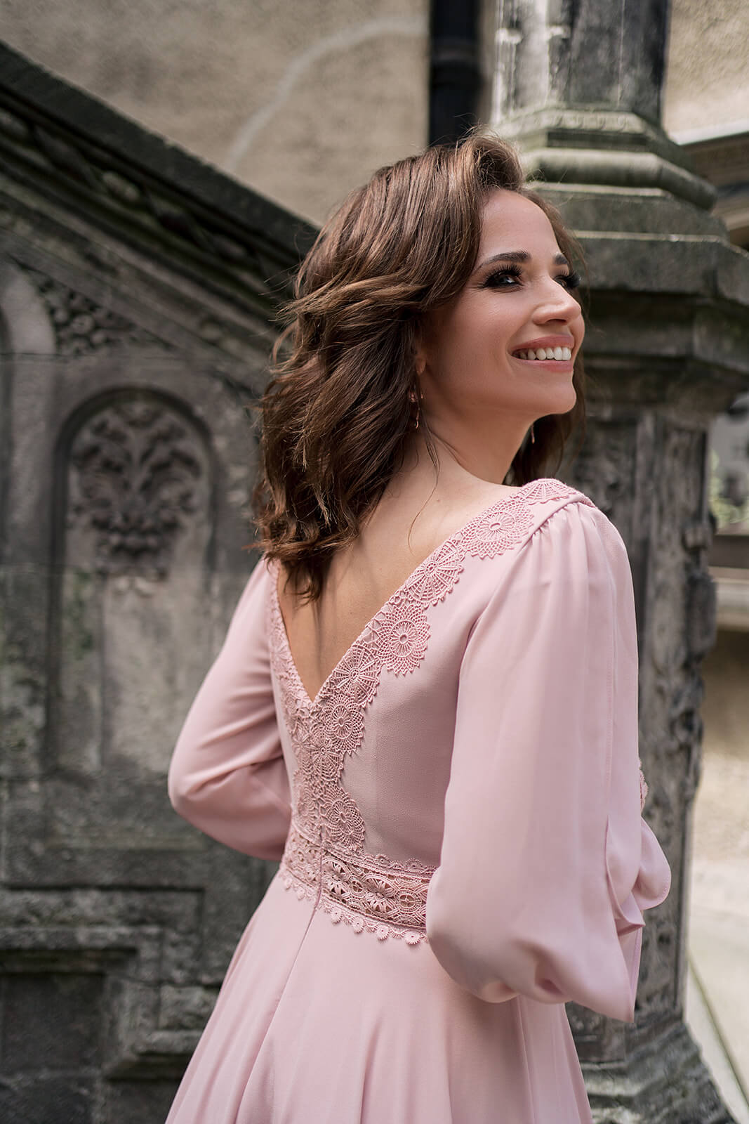 Calderia – DAMA Couture long evening dress, front view.