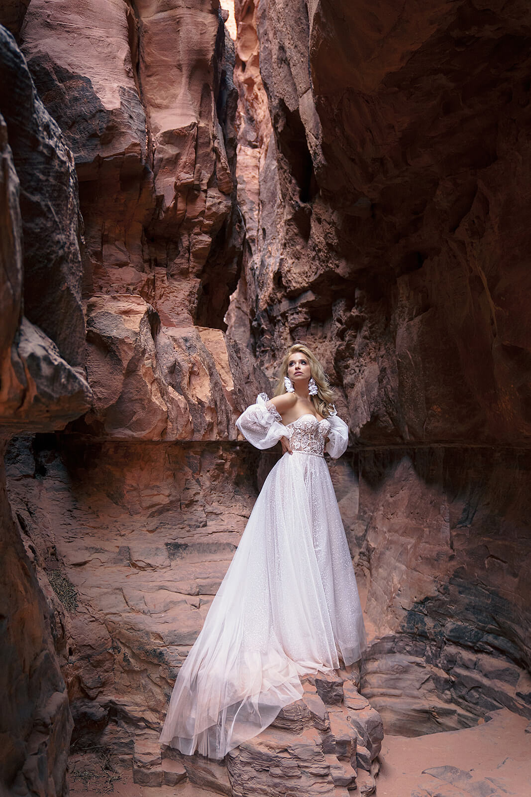 Wedding dress Shira – A-line wedding dress with long sleeves by DAMA Couture.