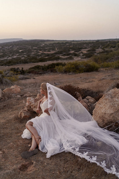 Cathedral veil with lace