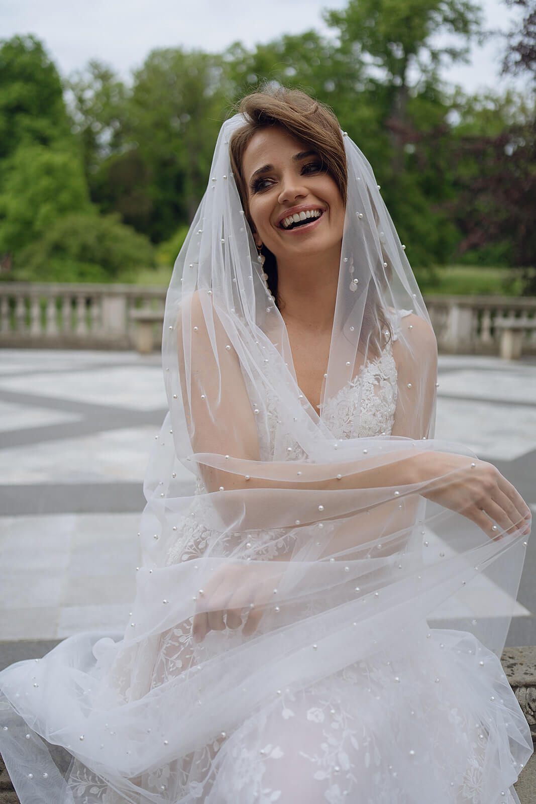 Cathedral pearl veil – cathedral wedding veil by DAMA Couture.