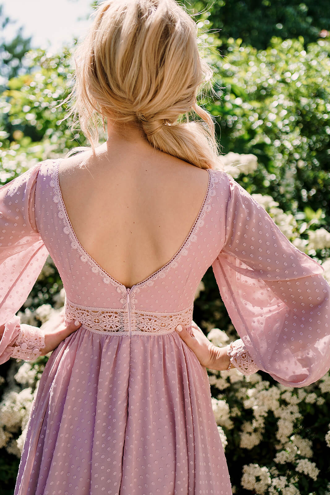 Dotty – DAMA Couture short evening dress, front view.